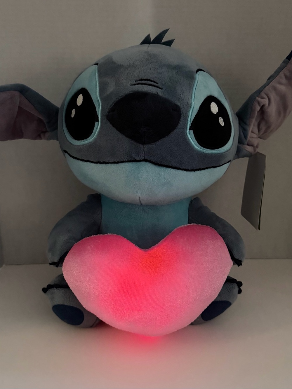 Disney Stitch Plush with Glowing Pink Heart - Gray and Blue